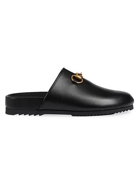 Shop Gucci Sol Leather Horsebit Mules 